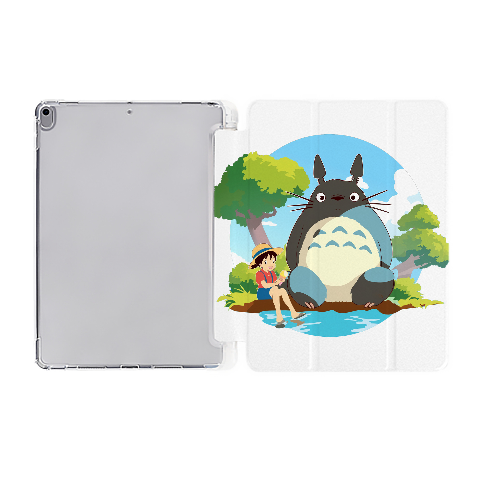 （画像用） となりのトトロ 草壁メイ 草壁サツキ My Neighbor Totoro Satsuki Kusakabe Mei Kusakabe IPad ケース ペン収納付き 三つ折りスタンド PUレザー×シリコン 対応機種9.5/10.5/10.9インチ